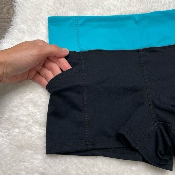 Athletic Shorts Black Blue Stretchy Womens Size XS - S Swim Bottoms Running - Picture 5 of 7